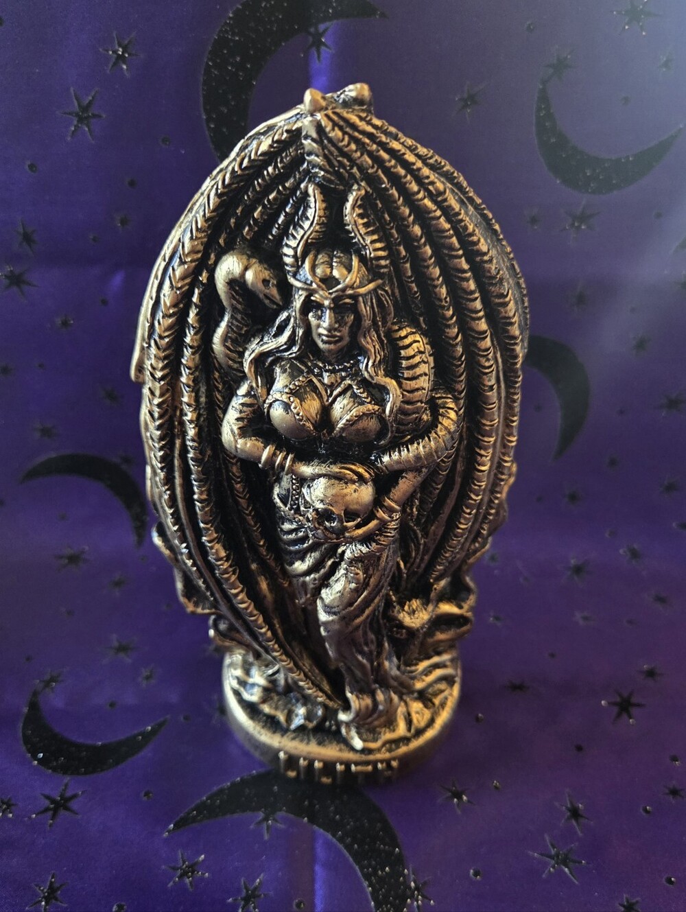 Lilith Goddess Resin Statue – Antique Bronze Finish Dark Goddess Figurine